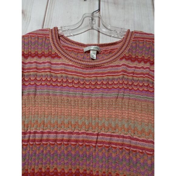 Dressbarn Sweater Ladies 2x Orange Short Sleeve Open Weave Light Weight Colorful - Picture 4 of 8